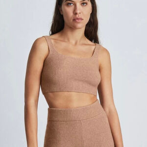 Everlane Casual Wool Blend Cropped Sweater Tank Camel Medium NWT